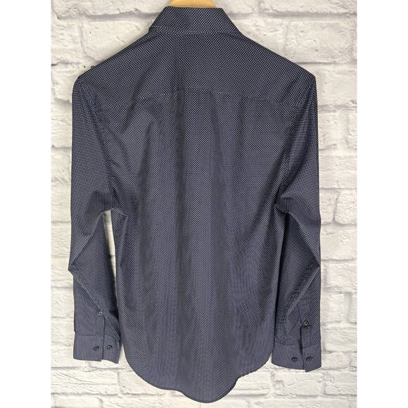 CON.STRUCT Men's Navy Polka Dot Slim Fit 4-Way Stretch Button Down Small - Picture 5 of 5